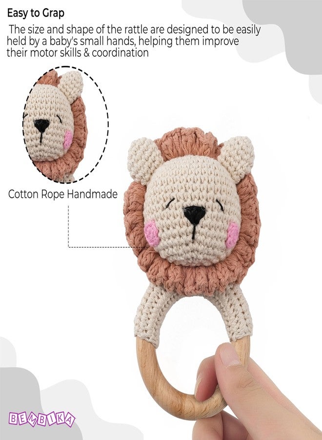 BEMBIKA Infant Baby Teether Toys Lion Shape, Baby Teether Wooden, Baby Teether Keys For Teething (Brown). - Image 4