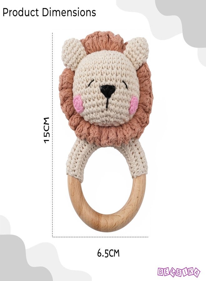 BEMBIKA Infant Baby Teether Toys Lion Shape, Baby Teether Wooden, Baby Teether Keys For Teething (Brown). - Image 5