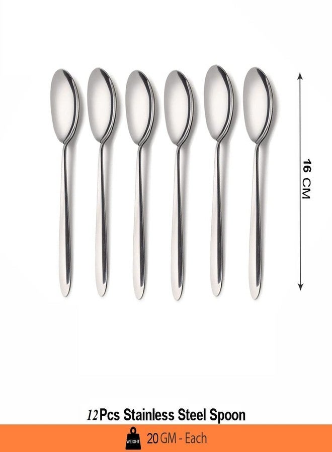 ZEVORA Stainless Steel Dinner Spoon Set of 12 Pcs. (16 cm) - Image 3