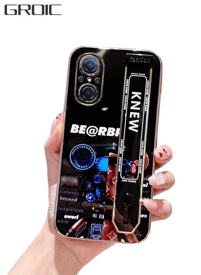 GROIC Cute Case for Huawei Nova 9 SE 6.78 Inch Cartoon Bear Shiny Bling Phone Case with 2 Wrist Straps, Fashion Soft TPU Shockproof, Phone Case Suitable for Women & Girls - Image 1