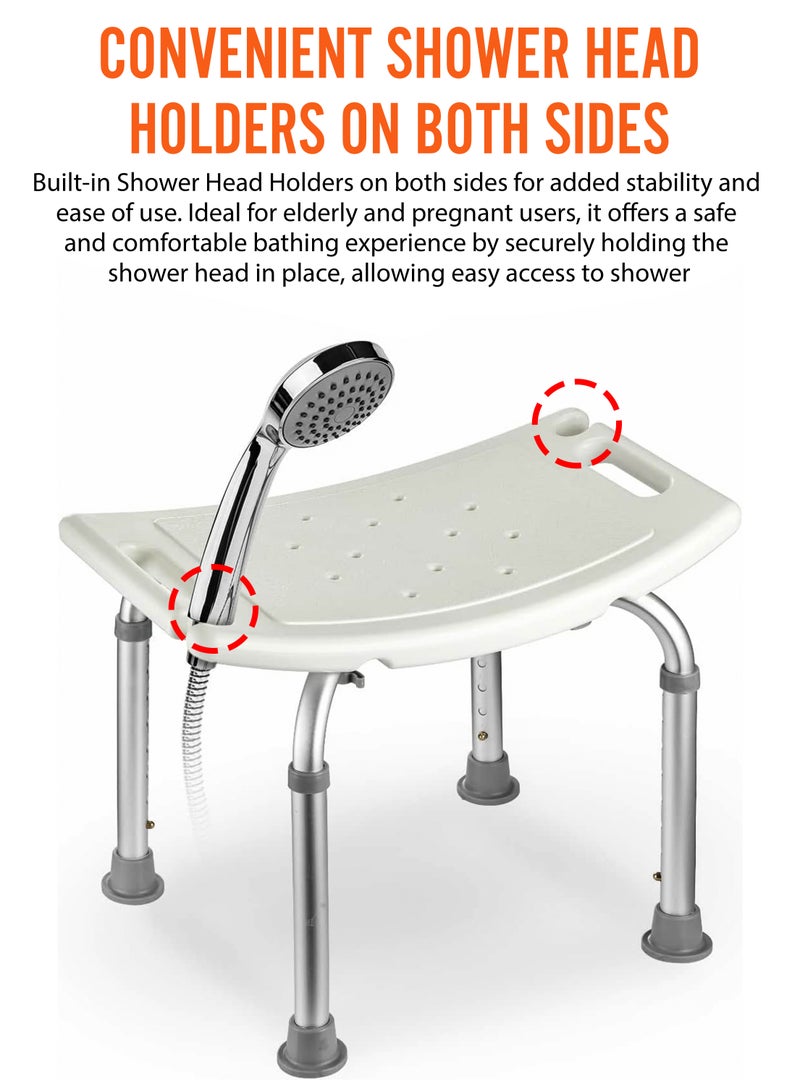 DBLEW Adjustable Height Shower Stool Bathroom Bench Lightweight Bath Seat Anti Slip Tub Safety Chair for Disabled Elderly Pregnant Women And Post Surgery Patients With Handles Build in Shower Head Holders - Image 3