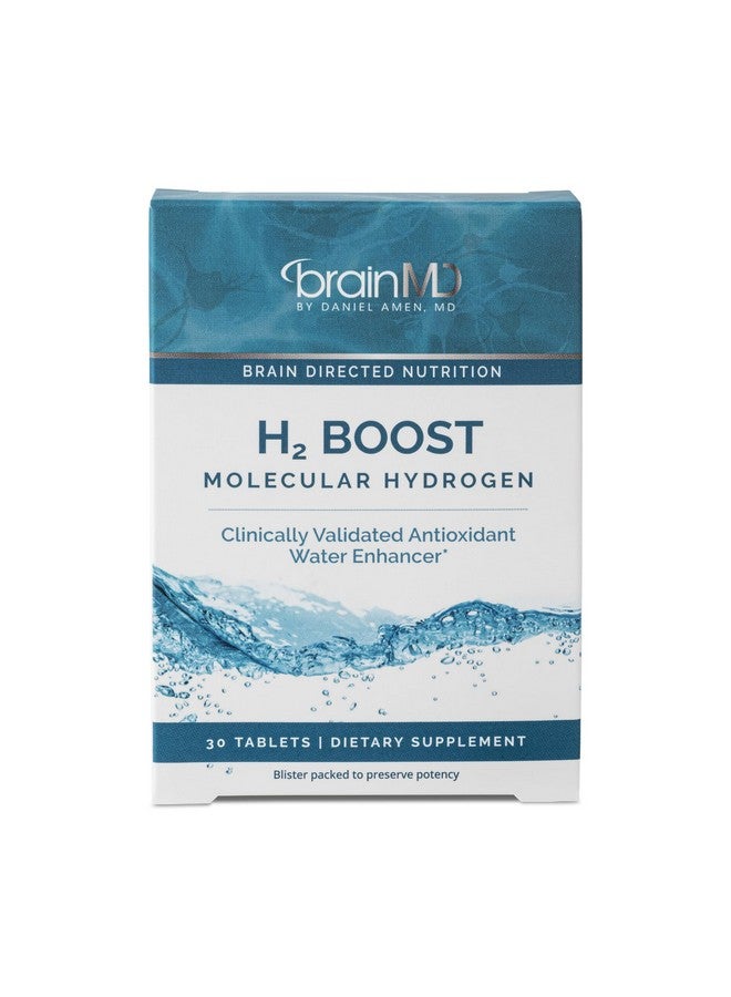 برينمد BRAINMD H2 Boost Molecular Hydrogen - 30 قرصًا - معزز مائي مضاد للأكسدة - نباتي وخالي من الجلوتين - 30 وجبة - Image 1