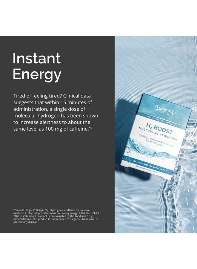 برينمد BRAINMD H2 Boost Molecular Hydrogen - 30 قرصًا - معزز مائي مضاد للأكسدة - نباتي وخالي من الجلوتين - 30 وجبة - Image 5