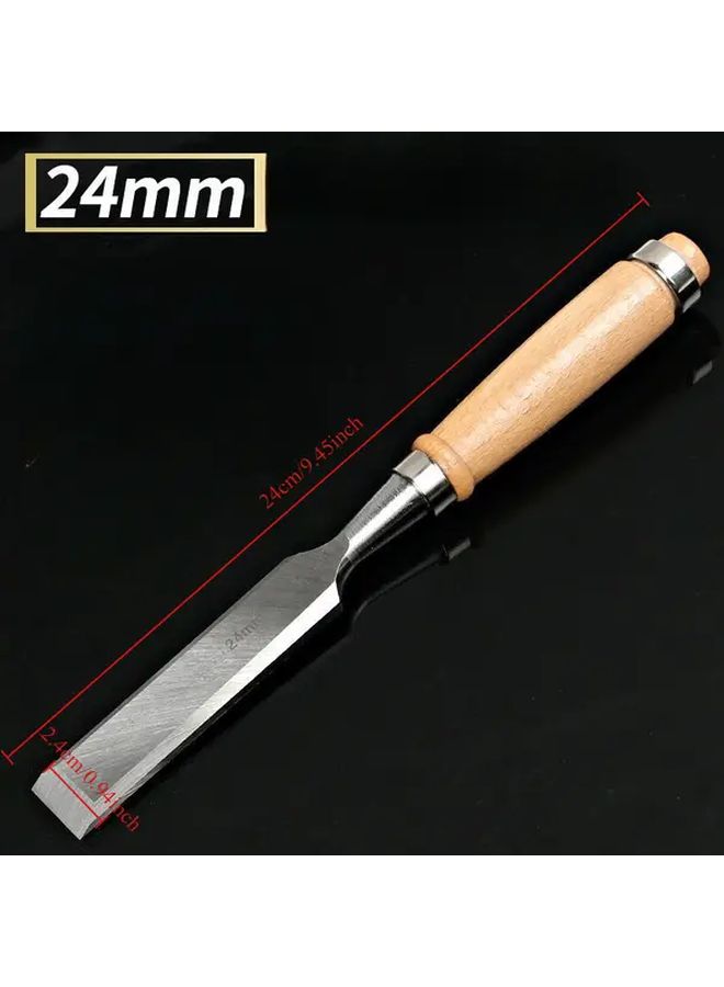 24mm Woodworking Chisel With Wooden Handle Flat Shovel Groove Cutter Punching Tool Kit Ergonomic Precision Wood Carving Durable Metal Construction - Image 3