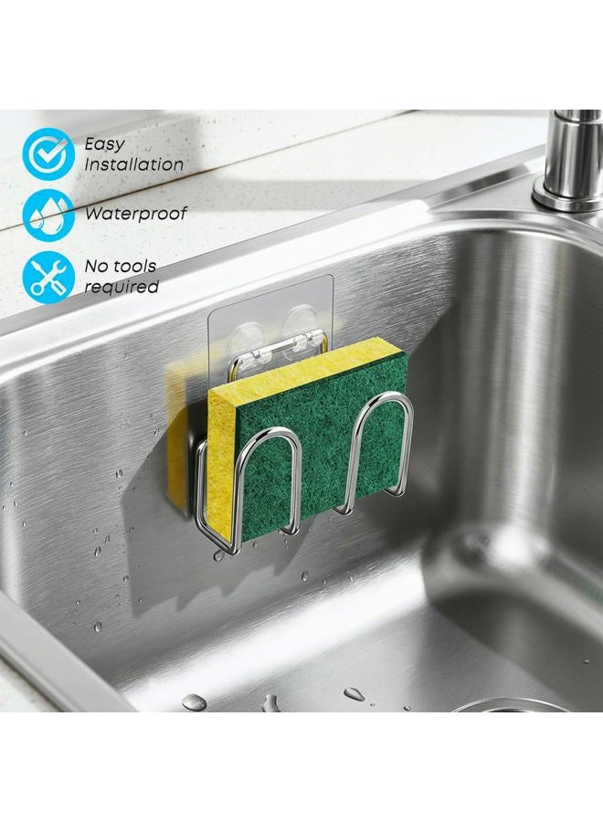 KESOL Adhesive Sponge Holder Sink Caddy for Kitchen Accessories - SUS304 Stainless Steel Rust Proof Water Proof, No Drilling - Image 2