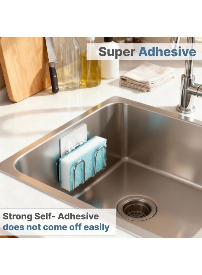 KESOL Adhesive Sponge Holder Sink Caddy for Kitchen Accessories - SUS304 Stainless Steel Rust Proof Water Proof, No Drilling - Image 4