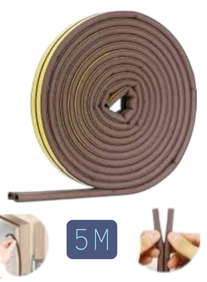 شريط فوم عازل للأبواب والنوافذ بطول 5 أمتار لاصق ذاتي لون بني غامق يستخدم لمنع دخول الأتربة والغبار والضوضاء ولسد الفجوات حول الأبواب والنوافذ لمنع دخول الحشرات و منع تسريب الهواء البارد او الحار و يساعد في الحفاظ على درجة حرارة الغرفة (التكييف/التدفئة) متعدد الاستخدامات وسهل التركيب ذاتي اللصق و سهل القص مصنوع من الفوم المتين والمقاوم للتلف - Image 1