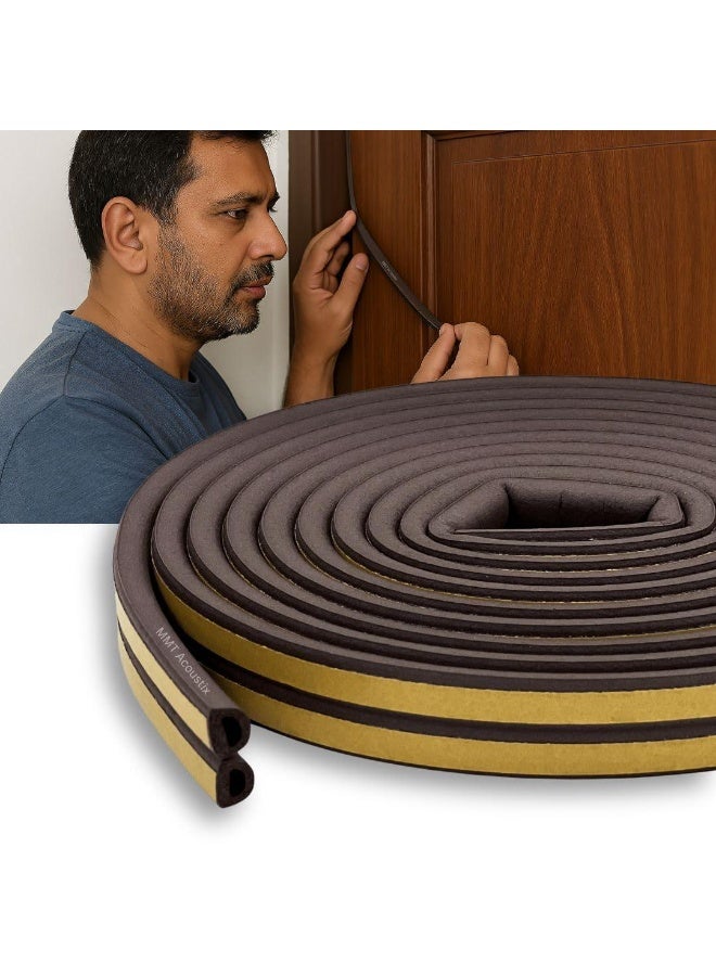 شريط فوم عازل للأبواب والنوافذ بطول 5 أمتار لاصق ذاتي لون بني غامق يستخدم لمنع دخول الأتربة والغبار والضوضاء ولسد الفجوات حول الأبواب والنوافذ لمنع دخول الحشرات و منع تسريب الهواء البارد او الحار و يساعد في الحفاظ على درجة حرارة الغرفة (التكييف/التدفئة) متعدد الاستخدامات وسهل التركيب ذاتي اللصق و سهل القص مصنوع من الفوم المتين والمقاوم للتلف - Image 3