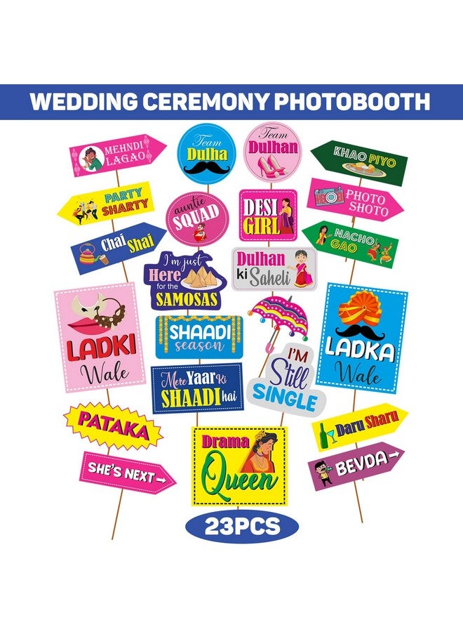 Party Propz Party Propz Wedding Decoration Items - 23Pc Wedding Props For Groom Family, Wedding Props For Bride And Family, Haldi Mehndi Decoration Items For Marriage, Haldi Decoration Items for Home, Haldi Decor - Image 2