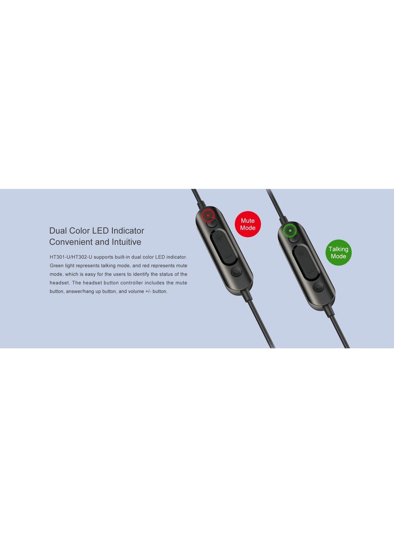 فانفيل Fanvil Crystal Audio Headset HT302-U (Binaural) with with USB Portal supports ENC noise reduction technology, offering an immersive HD audio experiences Portal - Image 2