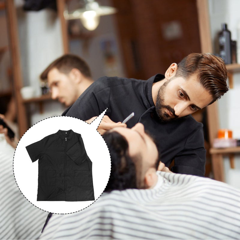 1pc Waterproof Work Clothes Fashion Barber's Clothes Breathable Hairdressing Tops for Home Shop XL - Image 5