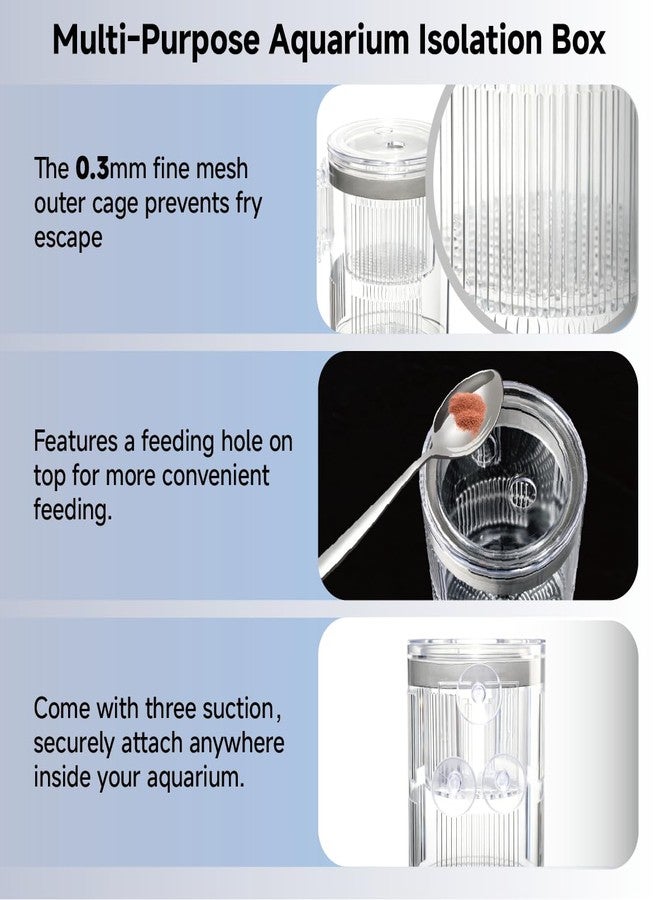 SIKGFPN Floating Breeder Box for Fish Tank, Acrylic Baby Aquarium Isolation Box Hatchery Incubator Tank with Suction Cups for Guppy, Betta, Clownfish, Baby Fish, Shrimp & Injured Fish (L) - Image 5