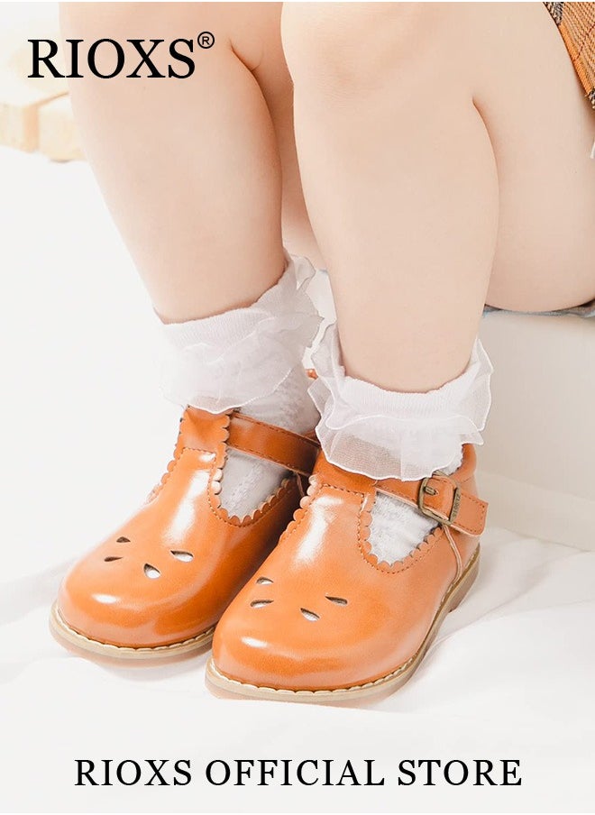 RIOXS - Toddler Little Girl Mary Jane Dress Shoes Ballet Flats for Girl Party School Shoes - Image 1