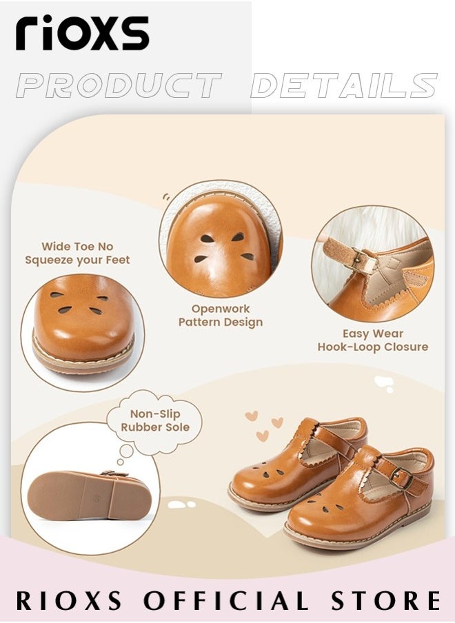RIOXS - Toddler Little Girl Mary Jane Dress Shoes Ballet Flats for Girl Party School Shoes - Image 1
