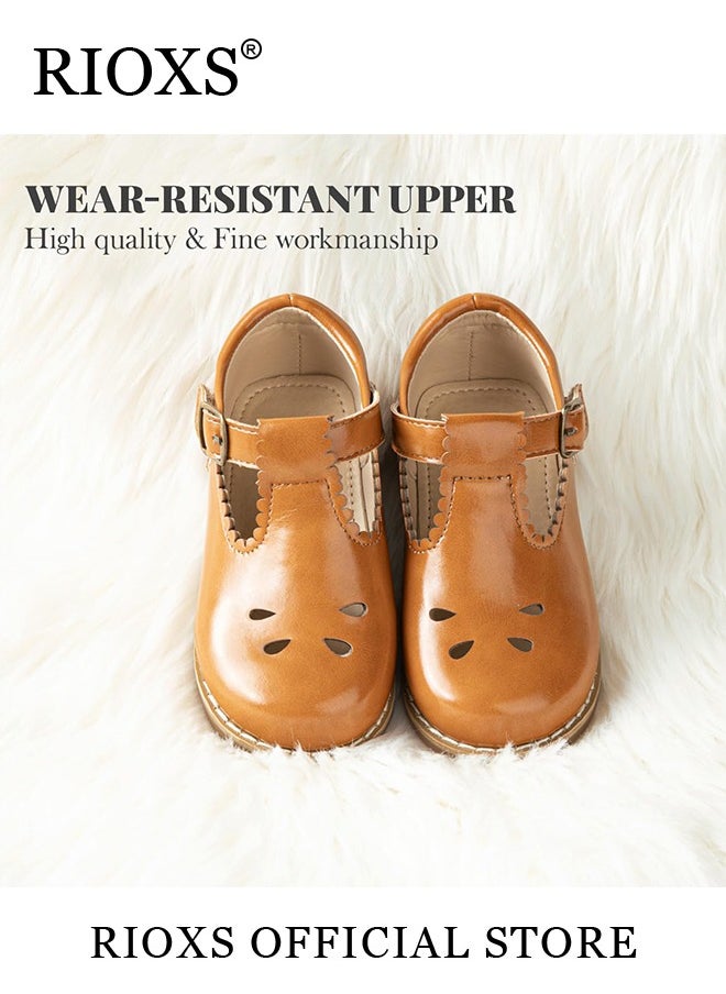 RIOXS - Toddler Little Girl Mary Jane Dress Shoes Ballet Flats for Girl Party School Shoes - Image 1
