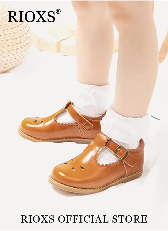 RIOXS - Toddler Little Girl Mary Jane Dress Shoes Ballet Flats for Girl Party School Shoes - Image 1