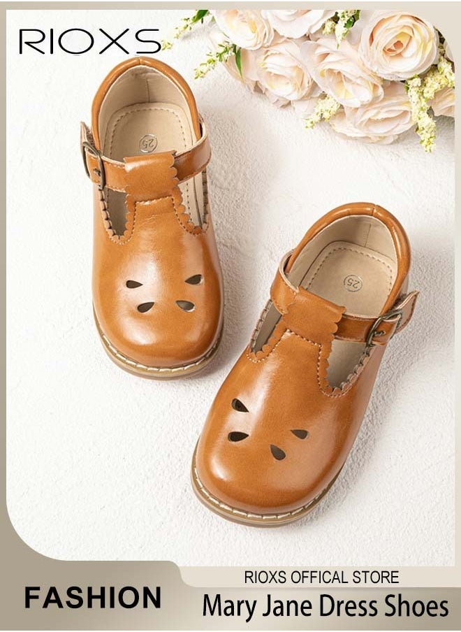 RIOXS - Toddler Little Girl Mary Jane Dress Shoes Ballet Flats for Girl Party School Shoes - Image 1
