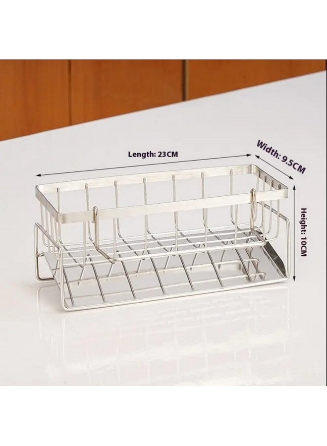 HouseWarming Stainless Steel Sink Organiser, Slope Design for Water Drainage, Efficient Kitchen Sink Organiser, Sink Caddy Organizer, SS Silver color - Image 2