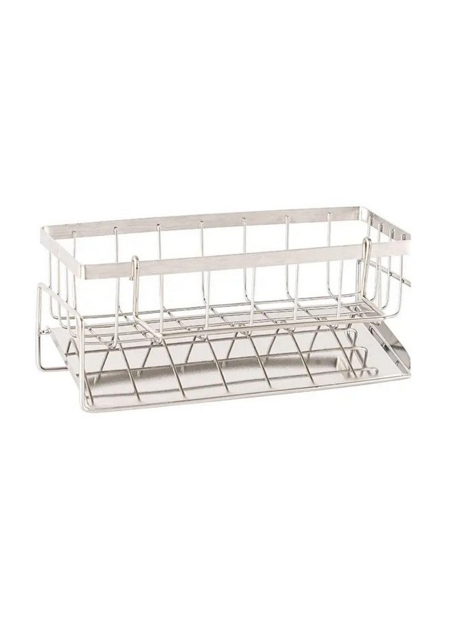 HouseWarming Stainless Steel Sink Organiser, Slope Design for Water Drainage, Efficient Kitchen Sink Organiser, Sink Caddy Organizer, SS Silver color - Image 1