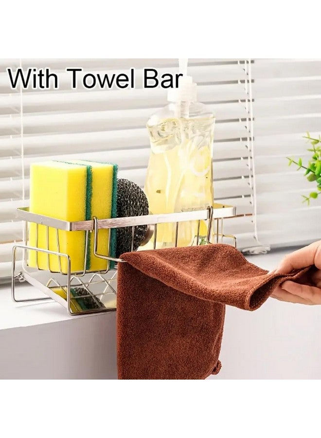 HouseWarming Stainless Steel Sink Organiser, Slope Design for Water Drainage, Efficient Kitchen Sink Organiser, Sink Caddy Organizer, SS Silver color - Image 3
