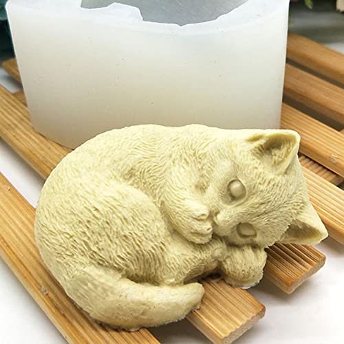 japleed 2Pcs Silicone Cat Mold 3D Cat Rose Soap Mold Silicone Molds for Candle Soap Making Cat Resin Candle Molds Cute Animal Epoxy Casting Plaster Concrete Mould DIY Art Crafts Kit Home Decor - Image 5