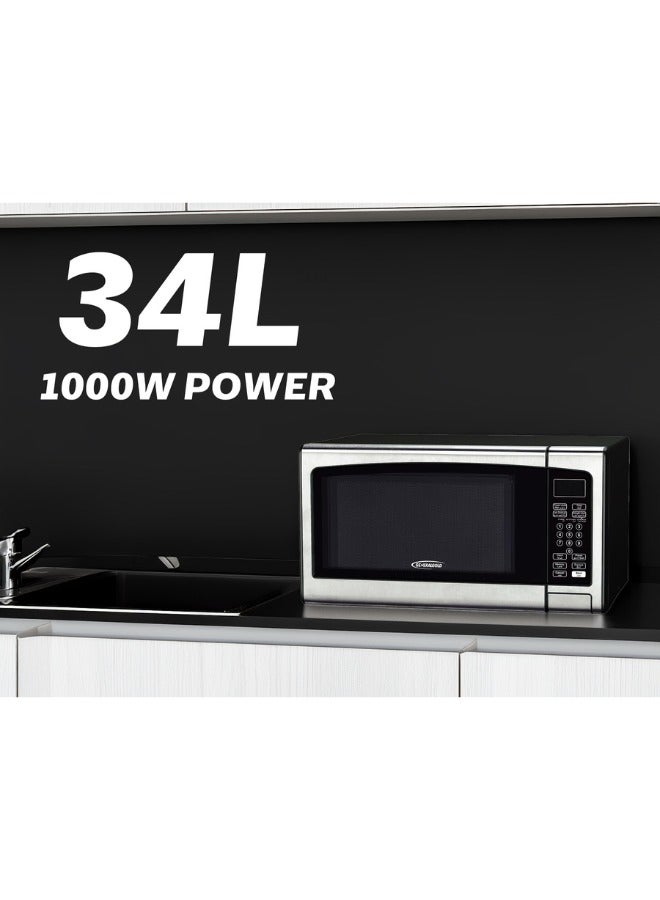 GeneralGold General Gold 34L Microwave Oven, 1000W Power, Digital Control, Black Stainless Steel Finish, Large Capacity 34 Liter Microwave for Fast Cooking & Reheating, Solo Microwave for Home & Office Use  - Image 2