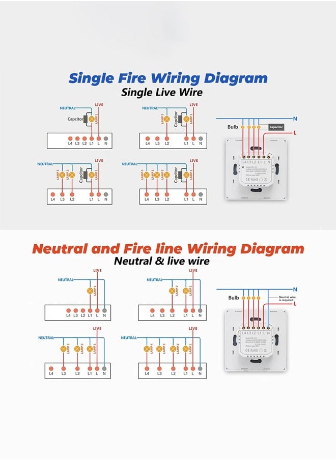 Generic - Smart Switch Work with Alexa Echo Google Home Assistant Touchable (White 2 Gang) - Image 1