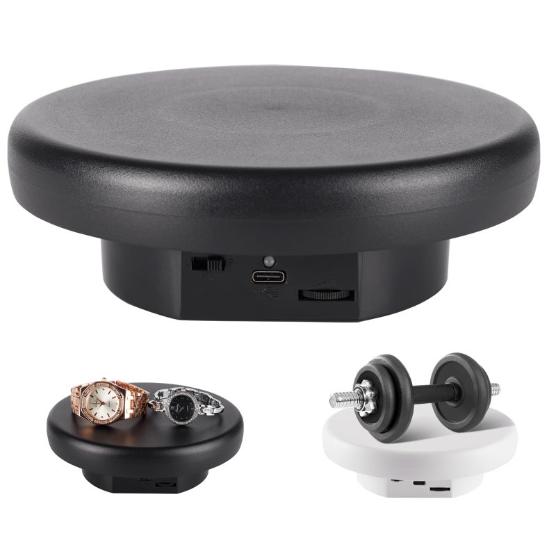 360 Electric Rotating Platform with TypeC Cable 63in 15lb Motorized Rotating Display for Jewelry Photography Products Live Show Video shoot Mushroom Rotating Stand for 3D Model Cake Black
