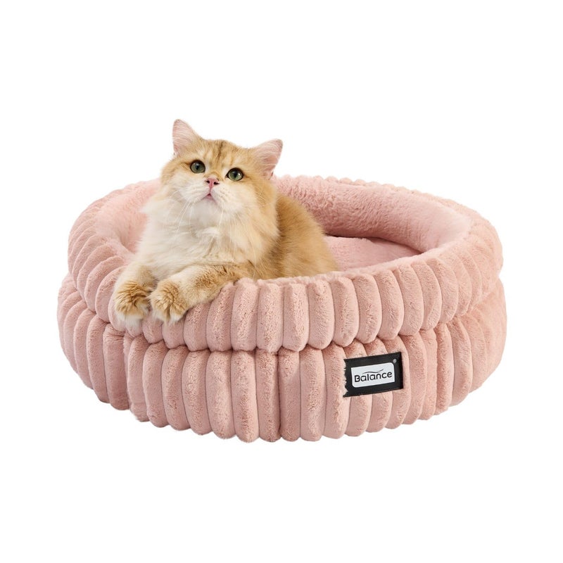 BALANCE Cat Bed Kitten Bed Washable Round Cat Beds for Indoor CatsSuper Soft Plush Faux Fur Pet Bed for Puppy and Kitten with AntiSlip Bottom - Image 2