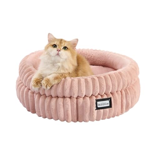 BALANCE Cat Bed Kitten Bed Washable Round Cat Beds for Indoor CatsSuper Soft Plush Faux Fur Pet Bed for Puppy and Kitten with AntiSlip Bottom - Image 1