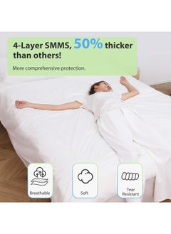 Sharpdo 4 PCS Disposable Bed Sheets Travel Sheets for Hotel, Disposable Sheets for Bed Travel Bedding Cover Portable Sheet with 1 Quilt Cover, 1 Sheet and 1 Pillowcase for Travel Business Trip Spa Hotel 220*240cm  - Image 5