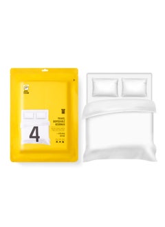 Sharpdo 4 PCS Disposable Bed Sheets Travel Sheets for Hotel, Disposable Sheets for Bed Travel Bedding Cover Portable Sheet with 1 Quilt Cover, 1 Sheet and 1 Pillowcase for Travel Business Trip Spa Hotel 220*240cm  - Image 1