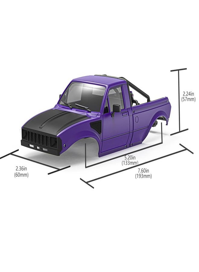 RCJUMPANT SCX24 Body, IR60-24 133mm Wheelbase Pickup Hard Body Shell with Bed Rack - ABS Plastic for 1/24 RC Crawler Axial SCX24 C10 Bronco Wrangler Base Camp 4Runner (Purple-Black) - Image 2