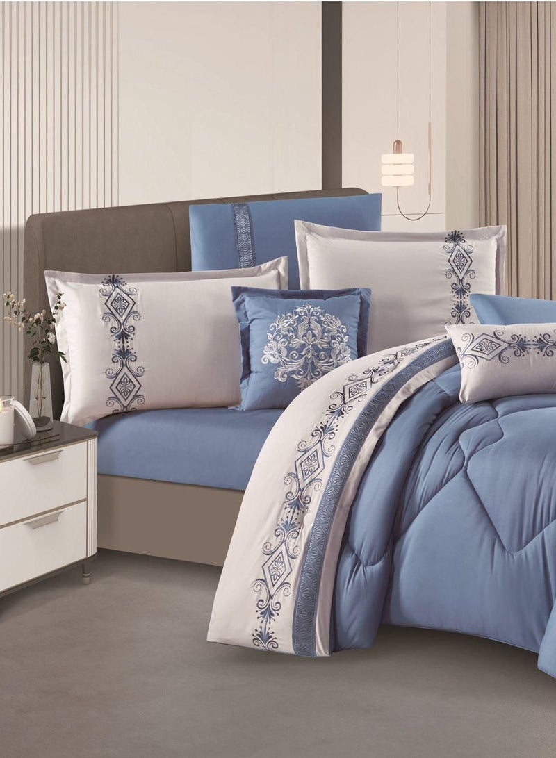 Hourse 8-piece plain embroidered double bedspread, 220 x 240 cm - luxury  - Image 2