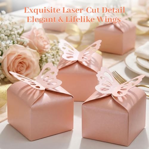 VGOODALL 50PCS Party Favor Boxes 24 x 24 x 18 3D Butterfly Candy Boxes Pink Baby Shower Favors for Wedding Birthday Party Gift - Image 3
