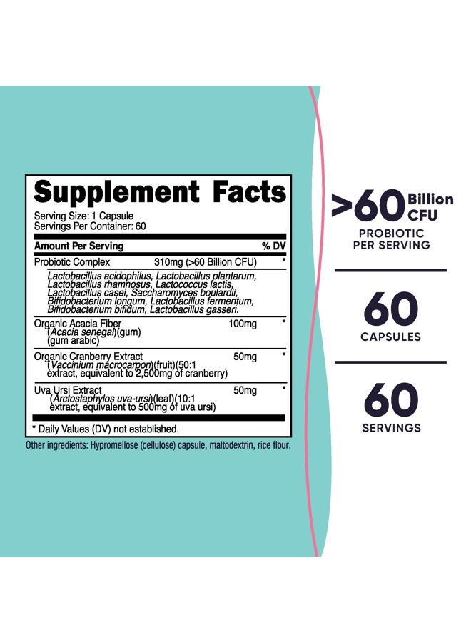 Nutricost Probiotic for Women 60 Billion CFU, 60 Capsules, Complex with Acacia Fiber, Uva Ursi, & Cranberry Extract - Non-GMO & Gluten Free - Image 2