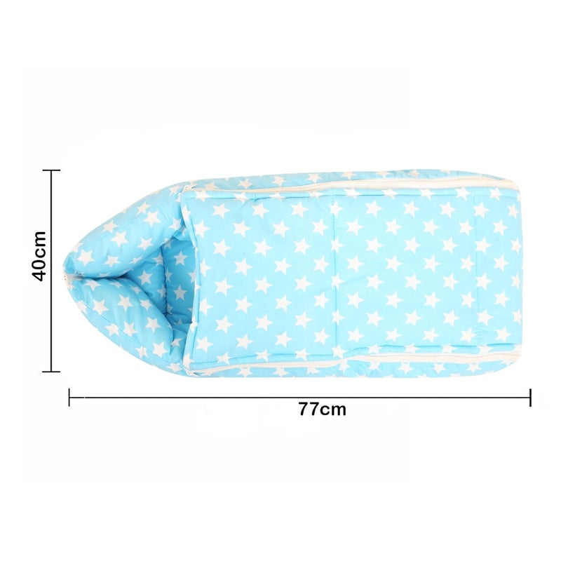 Nonibud Baby Cotton Sleeping Bed Cum Carrying Nest Bag with Storage Bag Large Size 77 Cms X 40 Cms 09 Months SkyBlue Star Print Sky Blue Stars - Image 2