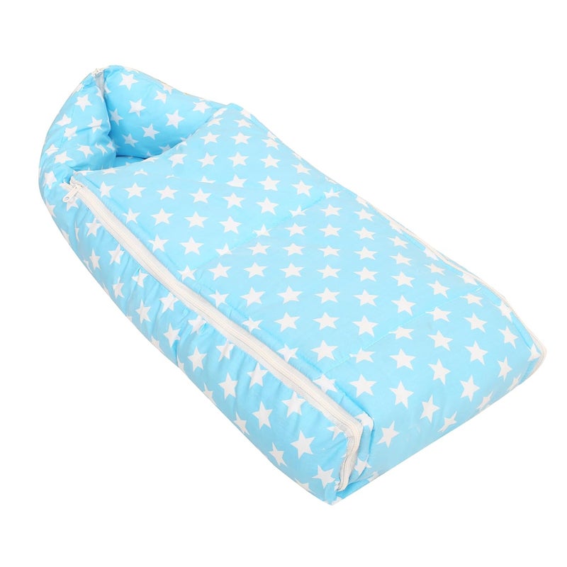 Nonibud Baby Cotton Sleeping Bed Cum Carrying Nest Bag with Storage Bag Large Size 77 Cms X 40 Cms 09 Months SkyBlue Star Print Sky Blue Stars - Image 1