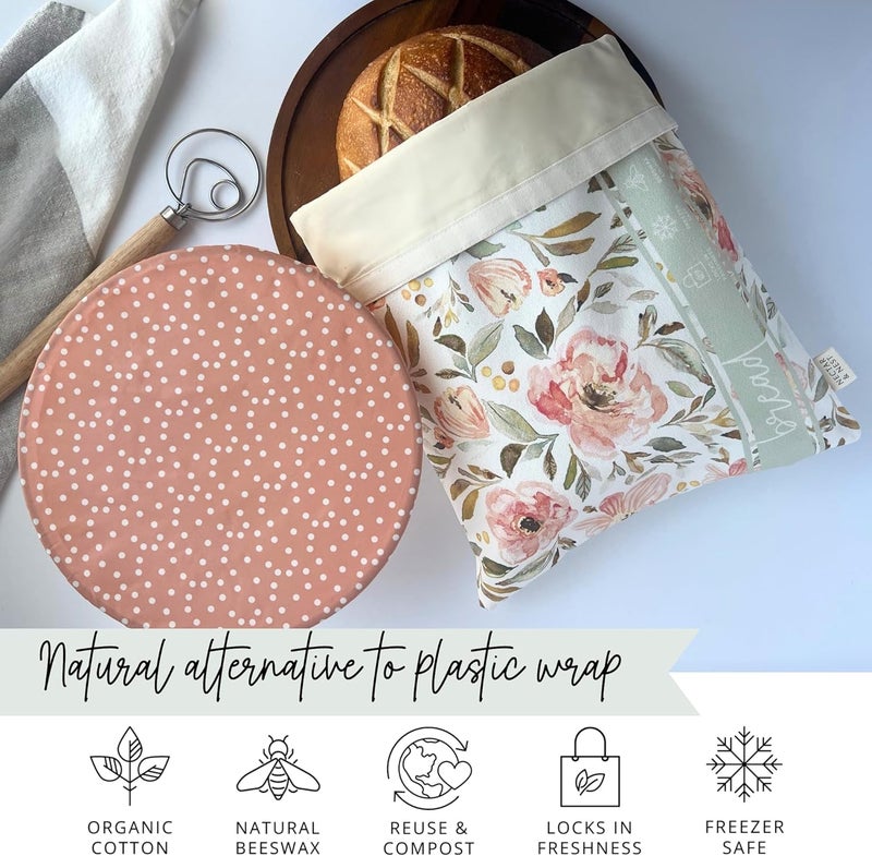Nectar & Nest Bread Baker Set, Reusable Beeswax Bread Bags for Homemade Bread, Sourdough Bag, Organic Cotton Beeswax Bowl Cover, Limited-Edition Artist Series - Image 5