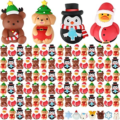 Jerify 48 Pcs Christmas Rubber Ducks Bear Penguin Dog Bulk Toys Stress Relief Mochi Xmas Stockings Goody Filler Bags Birthday Gifts for Adults Kids - Image 1