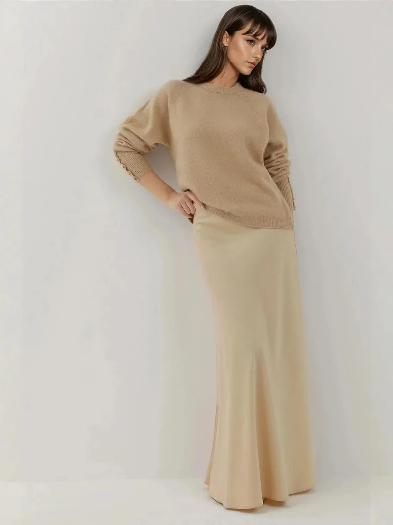 HICCUP Beige Natural Soft Textured Button Detailed Long Sleeve Sweater for Women | Best Price UAE