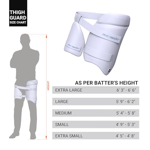 moonwalkr Thigh Guard 2.0 Protective Gear for Batter’s Height (4’5"-4’8”) Cricket Thigh Pad Cricket Accessories & Equipment Safeguarding Both Your Outer and Inner Thighs White (XS, Right Hand) - Image 3