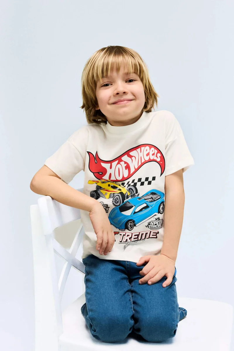 DeFacto Baby Boy Hot Wheels Crew Neck Short Sleeve T-Shirt