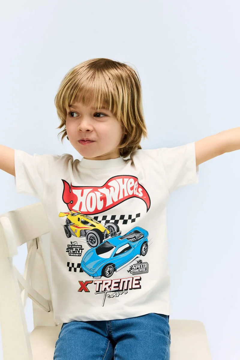 DeFacto Baby Boy Hot Wheels Crew Neck Short Sleeve T-Shirt