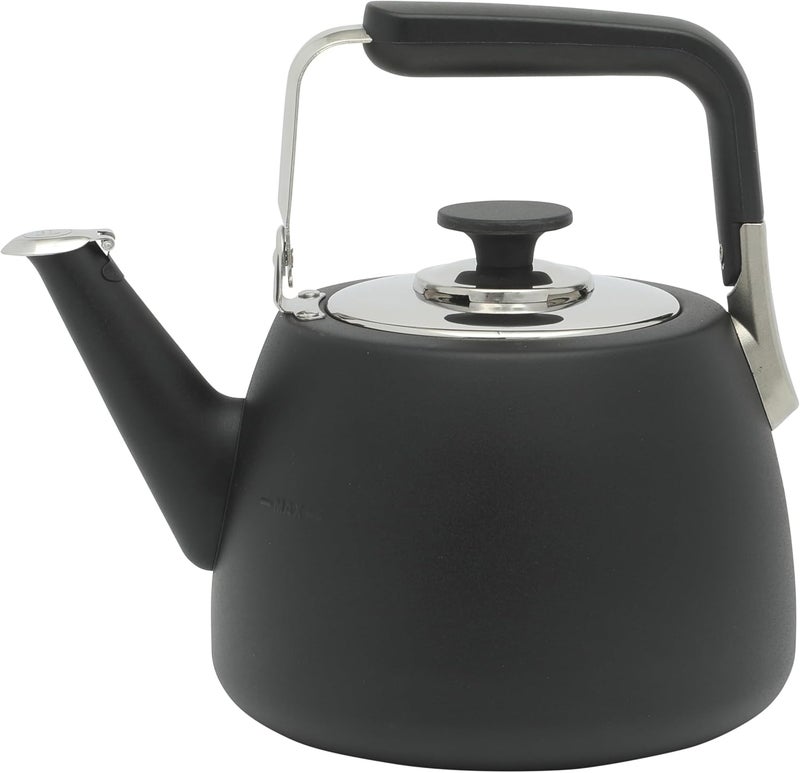 Sur La Table Kitchen Essentials Large 2 QT Heavy Gauge Stainless Steel Tea Kettle - Matte Black - Image 1
