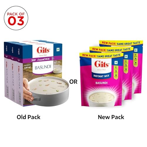 Gits Instant Basundi Dessert Mix, Pure Veg, Indian Sweet and Dessert Ready Mix, 375 g (Pack of 3, 125g Each) - Image 4