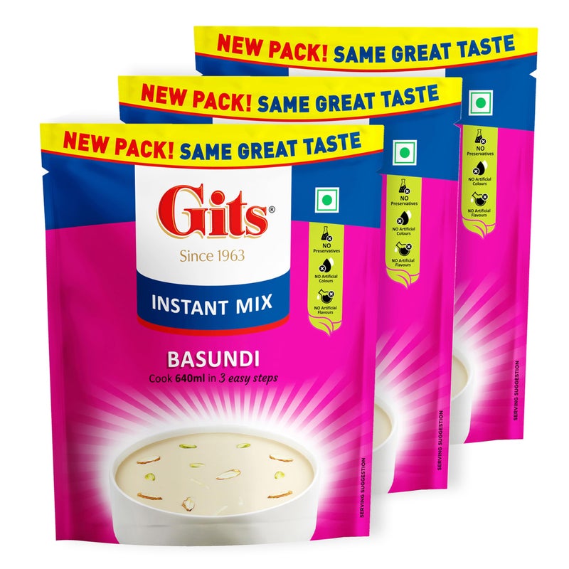 Gits Instant Basundi Dessert Mix, Pure Veg, Indian Sweet and Dessert Ready Mix, 375 g (Pack of 3, 125g Each) - Image 5