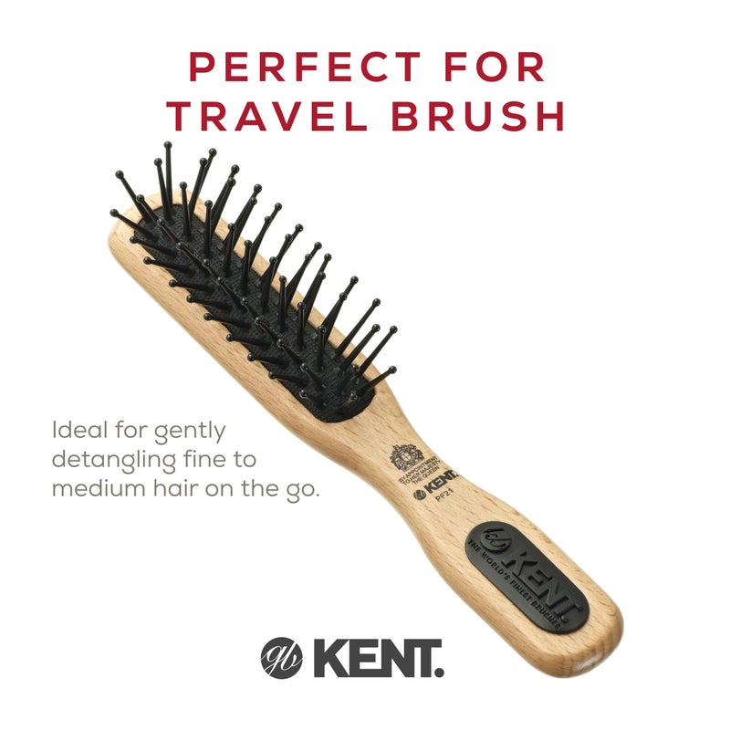 Kent PF21 Narrow Cushion Paddle Brush - Taming Fine Pins, Detangling Long, Thick and Curly Hair, Scalp Massager for Growth Stimulation on Wet or Dry Hair. Made in England - Image 3
