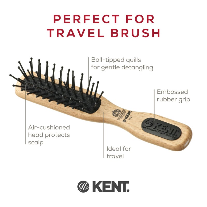 Kent PF21 Narrow Cushion Paddle Brush - Taming Fine Pins, Detangling Long, Thick and Curly Hair, Scalp Massager for Growth Stimulation on Wet or Dry Hair. Made in England - Image 4