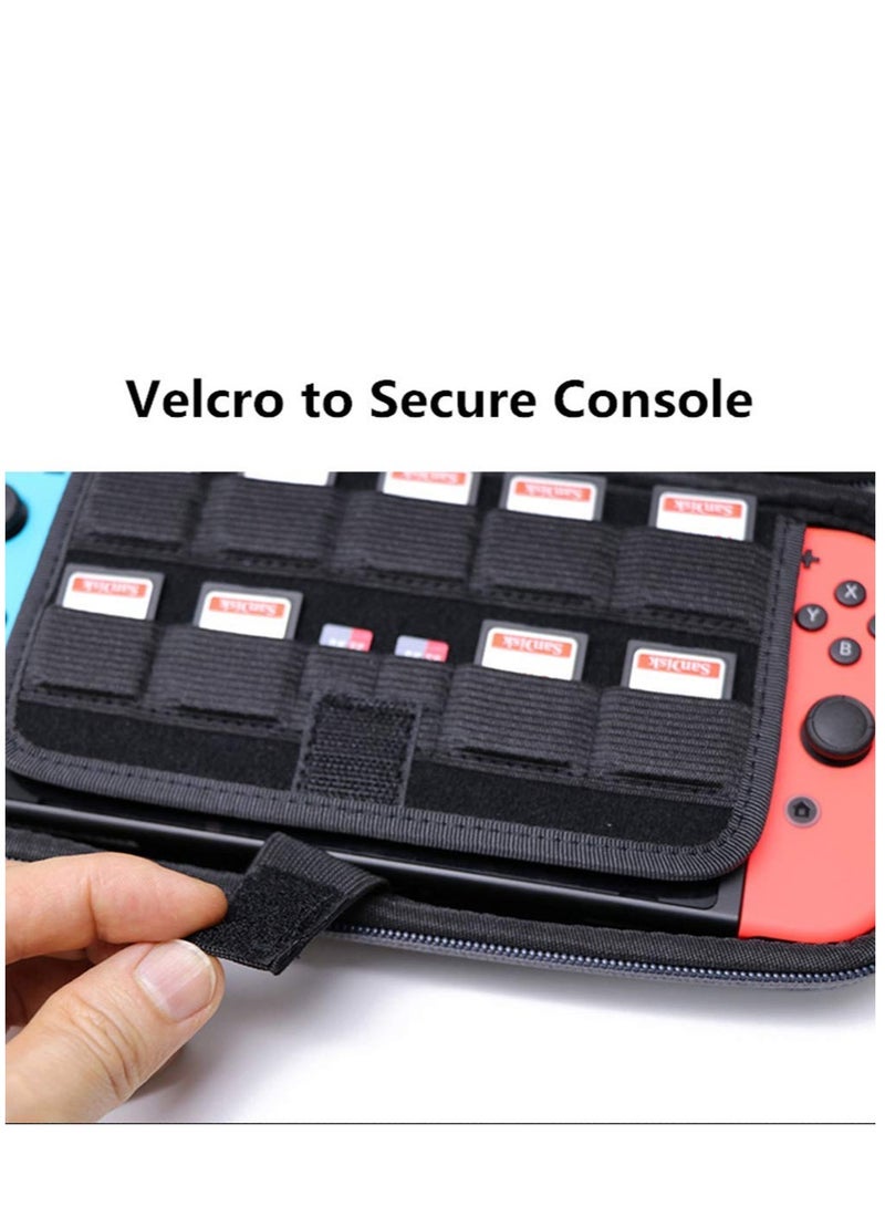 Carrying Case Compatible with Nintendo Switch/Switch OLED/Switch Lite with 2 Pack Tempered Glass Screen Protectors, Waterproof Design with 10 Game Card Slots & Accessory Pocket for Travel - Image 5